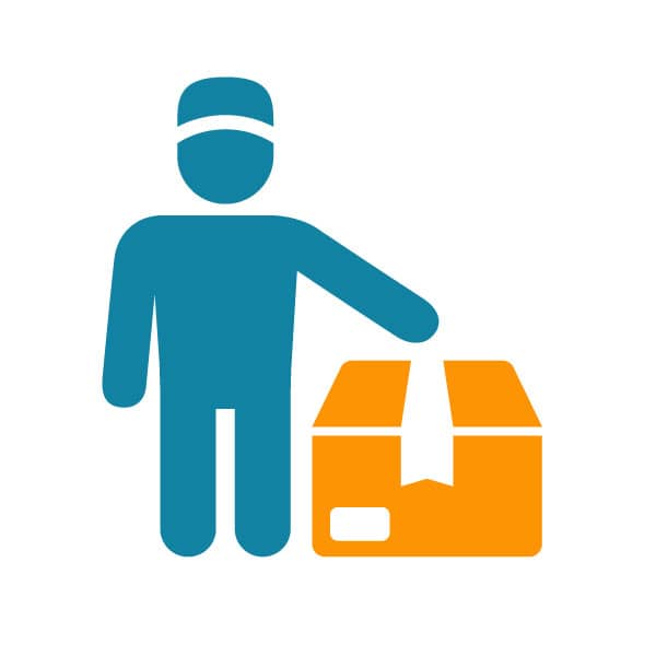 Icon of human figure delivering a box